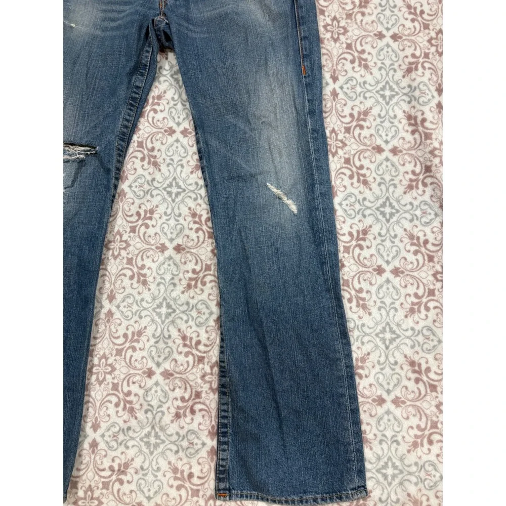 True Religion Ricky Straight Leg Distressed Blue Jeans Mens 33 Made in USA N3859